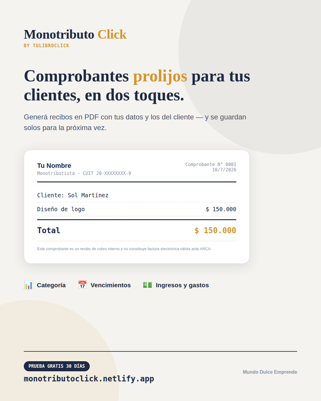 Monotributo Click — Controlá tu categoría, vencimientos y facturación