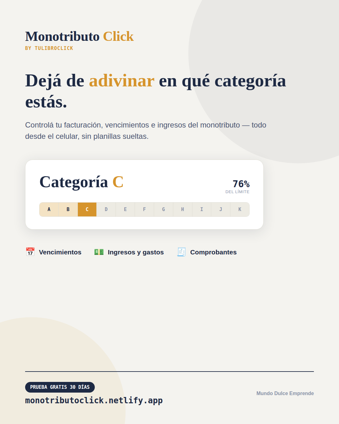 Monotributo Click — Controlá tu categoría, vencimientos y facturación